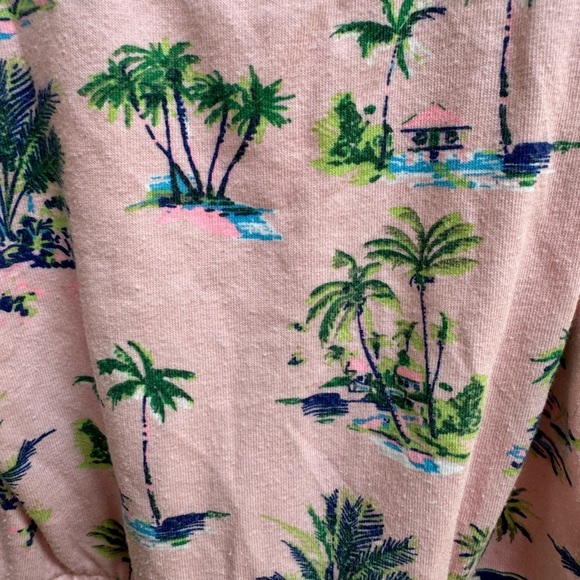 Wonder Nation 3T Girls Pink and Green Tropical Island Romper with Pockets - Picture 2 of 6